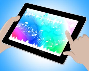 Music Indicating Online Soundtracks Tablet 3d Illustration