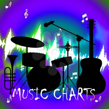 Music Charts Showing Hit Parade And Songs