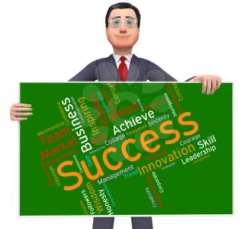 Success Words Indicating Winning Victor And Successful