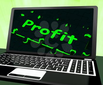 Profit On Laptop Shows Profitable Earns And Lucrative Earnings
