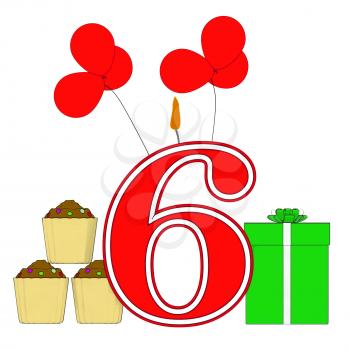 Number Six Candle Meaning Festive Occasion Or Decorated Celebration