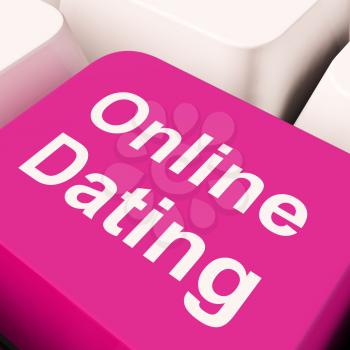 Online Dating Computer Key Showing Romance And Love
