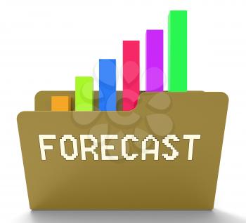 Forecast Word On File Represents Prediction Graph 3d Rendering