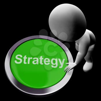 Strategy Button For Business Solution Or Management Goal