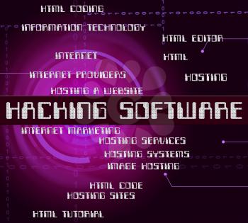 Hacking Software Showing Security Threat And Programming