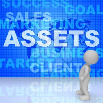 Assets Words Representing Capital Valuables And Wealth 3d Rendering