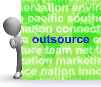 Outsource Word Cloud Sign Showing Subcontract And Freelance