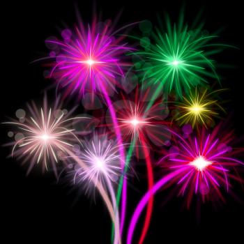 Color Fireworks Showing Explosion Background And Party