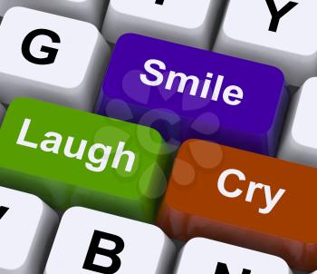 Laugh Cry Smile Keys Representing Different Emotions