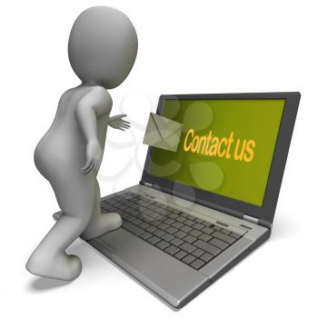 Contact Us On Laptop Showing Helpdesk Communication And Help