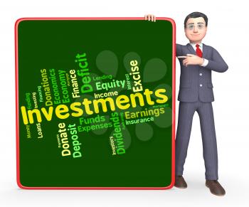 Investments Word Showing Return Invests And Growth 
