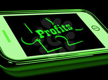 Profits On Smartphone Showing Incomes And Profitable Earnings