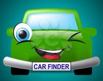 Car Finder Indicating Search For And Transport