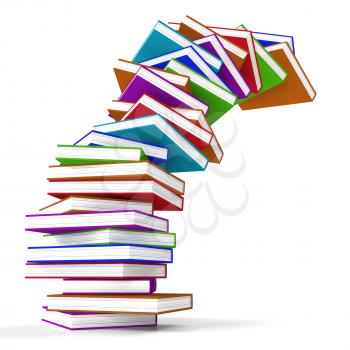 Stack Of Colorful Falling Books Represents Learning And Education