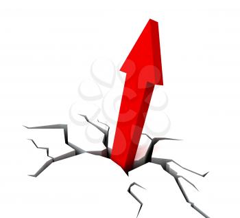 Red Upward Arrow Showing Breakthrough Profit Achievement
