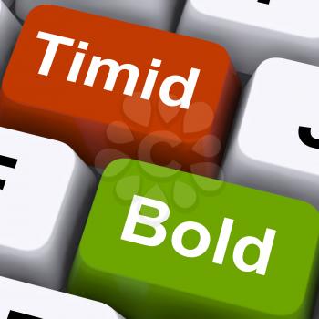 Timid Bold Keys Showing Shy Or Outspoken