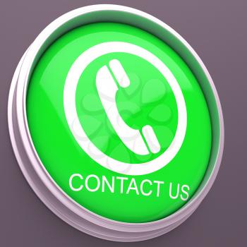 Contact Us Button Showing Customer Help And Information