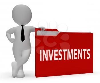 Investments Folder Representing Investing Paperwork 3d Rendering