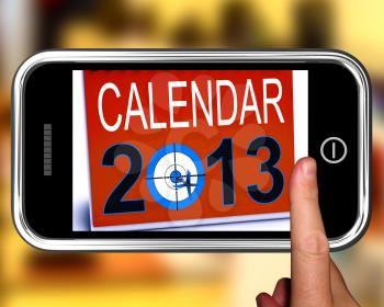 Calendar 2013 On Smartphone Showing Future Resolutions And Festivities