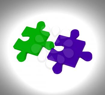 Puzzle Pieces Showing Teamwork Connection Solution Concept