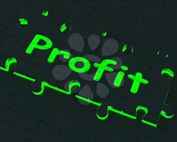 Profit Glowing Shows Earnings, Investment And Profitable