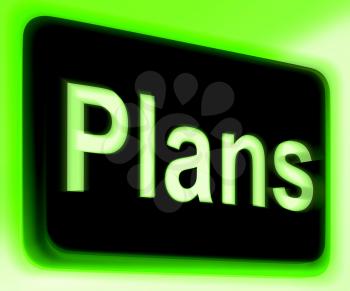 Plans Sign Showing Objectives Planning And Organizing
