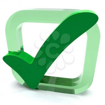 Green Tick Showing Quality Excellence Approved Passed Satisfied