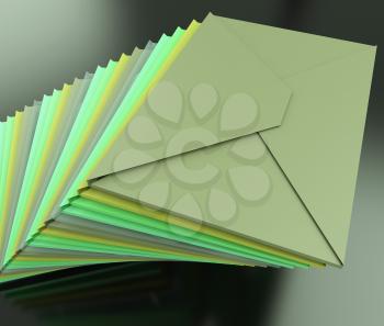 Stacked Envelopes Showing E-mail Symbol Contacting Sending