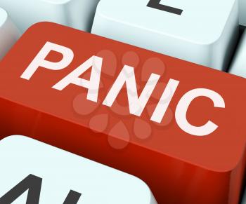 Panic Key Showing Panicky Terror Or Distress