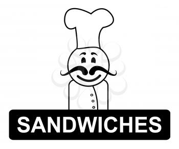 Sandwiches Chef Showing Cooking In Kitchen And Fast Food