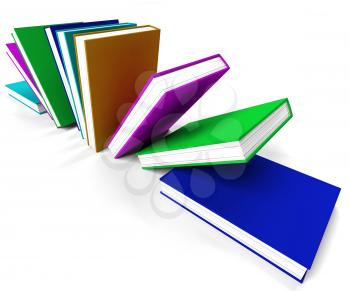 Colorful Books On A Shelf Showing Learning Or Education
