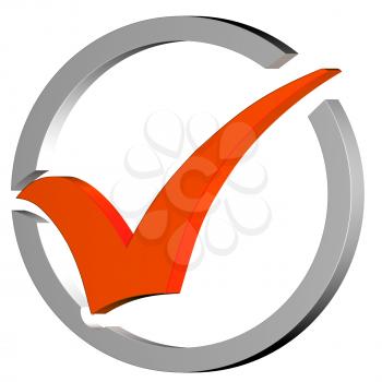 Orange Tick Circled Showing Quality Verified Approved Passed Good