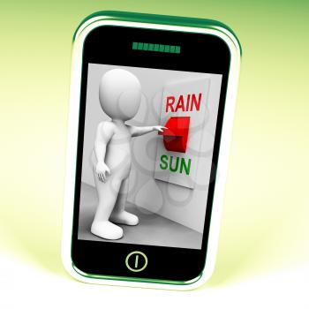 Sun Rain Switch Showing Weather Forecast Sunny or Raining