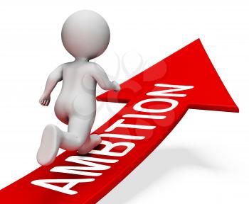 Ambition Arrow Indicating Guy Dream And Person 3d Rendering