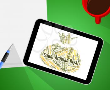 Saudi Arabian Riyal Showing Foreign Exchange And Coin 
