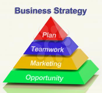 Business Strategy Pyramid With Teamwork And Plan