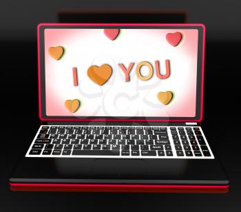I Love You Key Laptop Message Showing Loving Or Romance