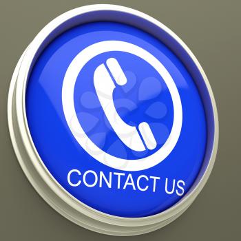 Contact Us Button Shows Assistance And Support