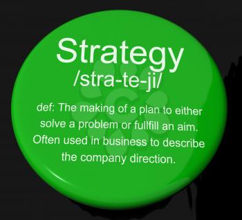 Strategy Definition Button Shows Planning Organization And Leadership