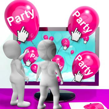 Party Balloons Representing Internet Parties and Invitations