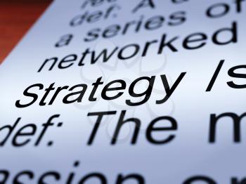Strategy Definition Closeup Shows Planning Organization And Leadership