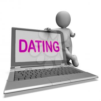 Online Dating Laptop Showing Romance Relationship And Web Love