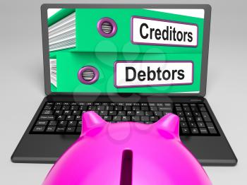 Creditors And Debtors Files On Laptop Shows Financing Or Borrowing