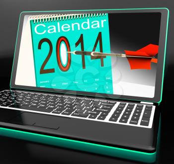 Calendar 2014 On Laptop Showing Future Plans And Goals