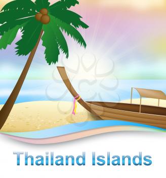 Thailand Islands Beach With Boat Means Thai Island 3d Illustration