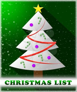 Christmas List Tree Means Xmas Wishlist 3d Illustration