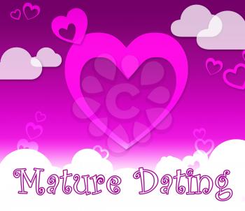 Mature Dating Hearts Represents Sweethearts Relationship And Love