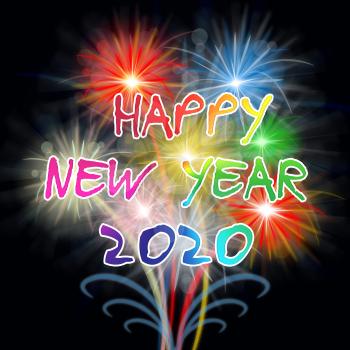 Happy New Year 2020 Fireworks Showing Pyrotechnics Celebration