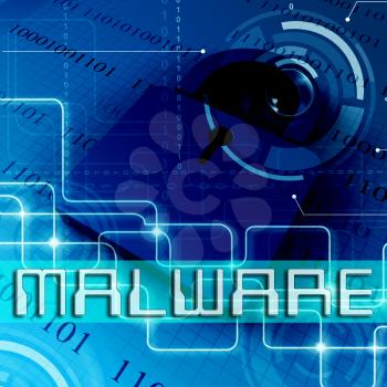 Malware Data Padlock Shows Spyware Infection 3d Rendering