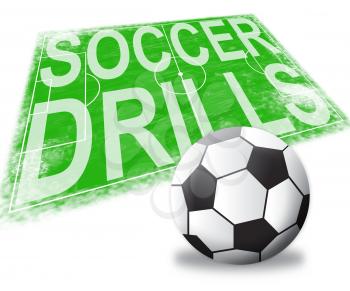 Soccer Drills Pitch Shows Football Practise 3d Illustration